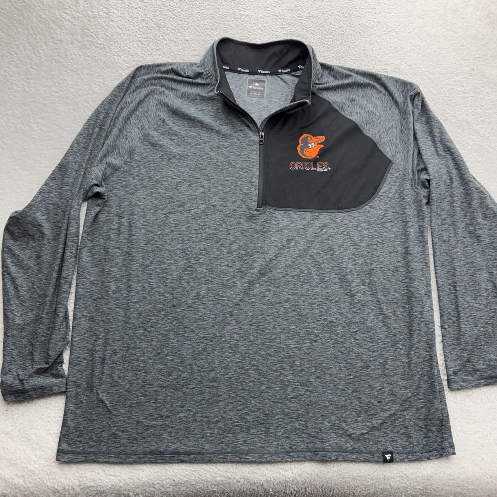 Fanatics‎ MLB Baltimore Orioles Quarter Zip Pullover Gray Black Mens 3XL Logo